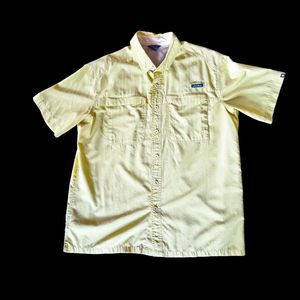 EDDIE BAUER Guide Shirt Men’s Short Sl Green Vented Zip Pockets Fishing Size L